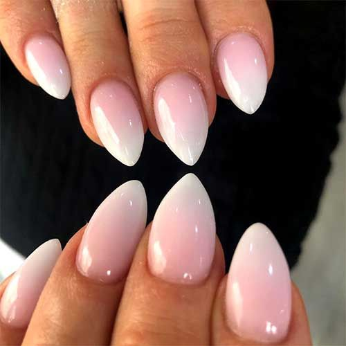 Classic Pink and White Ombre nails