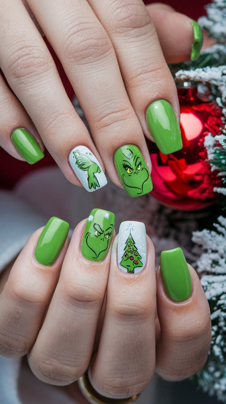 23 Grinch Christmas Nails for a Trendy Holiday