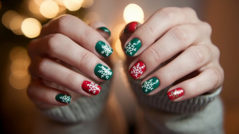 21 Square Christmas Nails for Festive Style