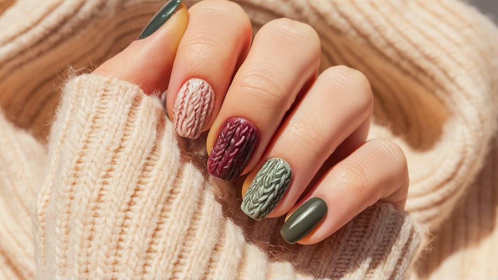 cozy knit nail art