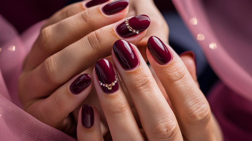 elegant burgundy nail art