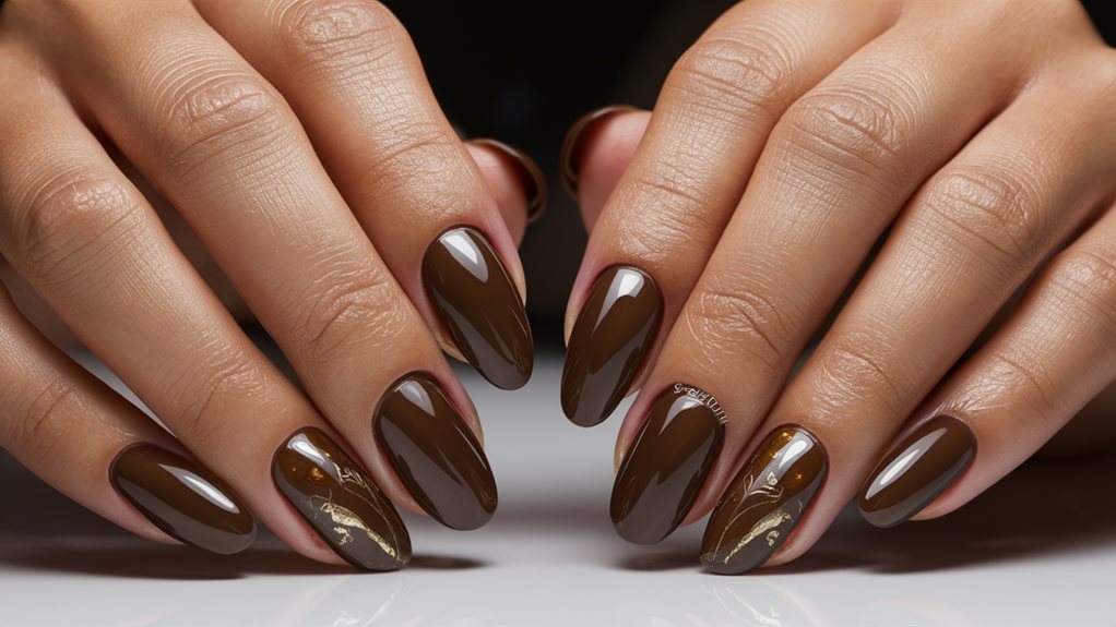 elegant dark brown nails