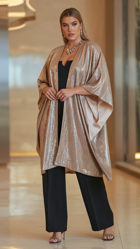 elegant shimmering kimono wrap