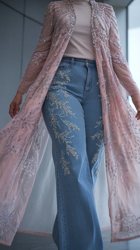 glamorous embellished denim fashion