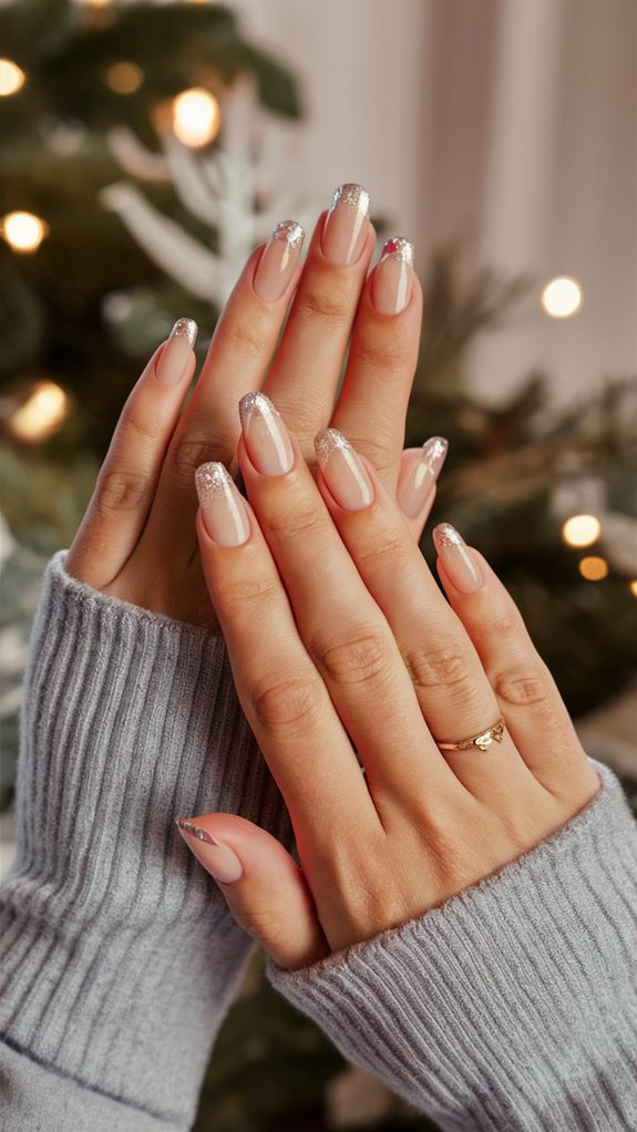 holiday themed french manicure