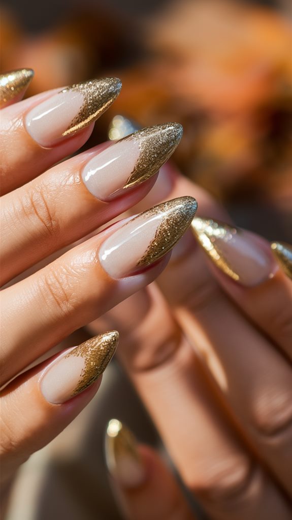 shiny golden nail design