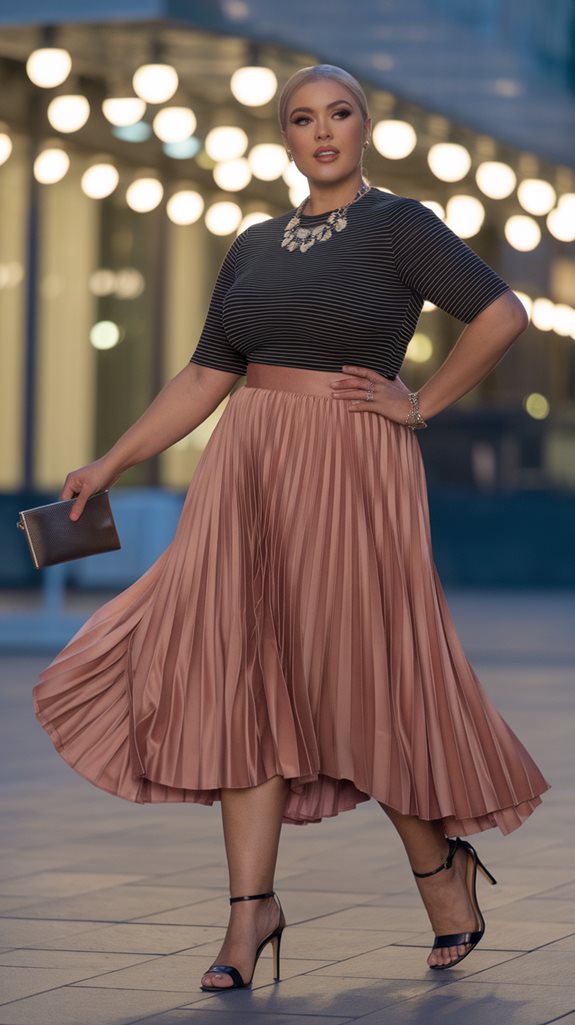 stylish pleated skirt outfit