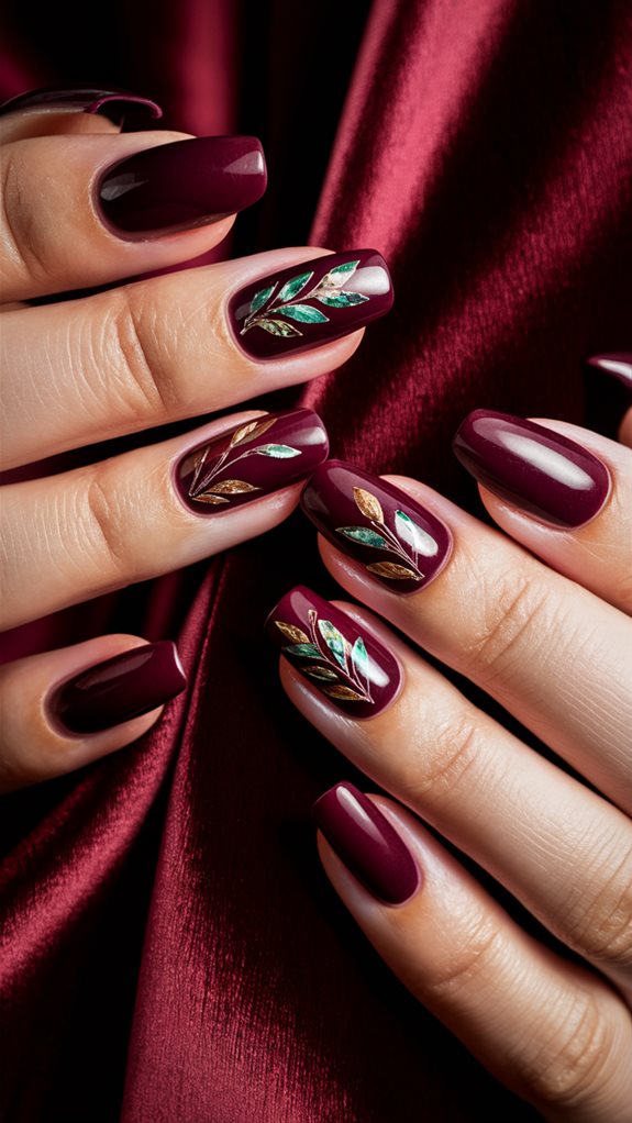 burgundy leaf pattern design