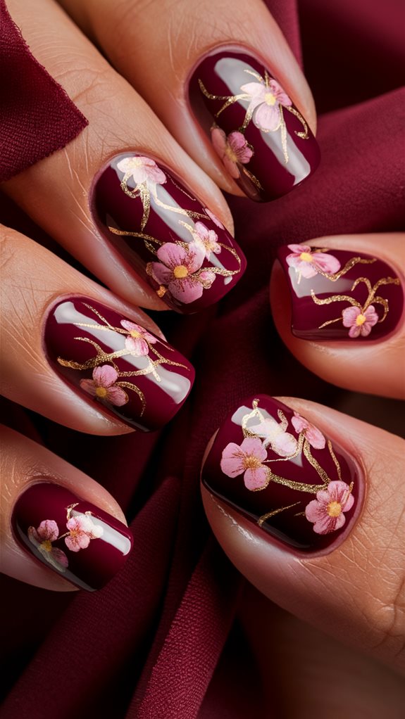 elegant burgundy floral design