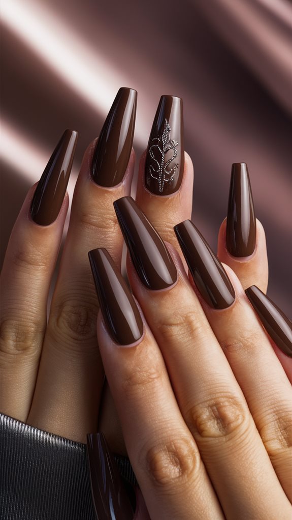 elegant dark brown manicure