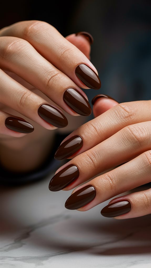 elegant dark brown manicure