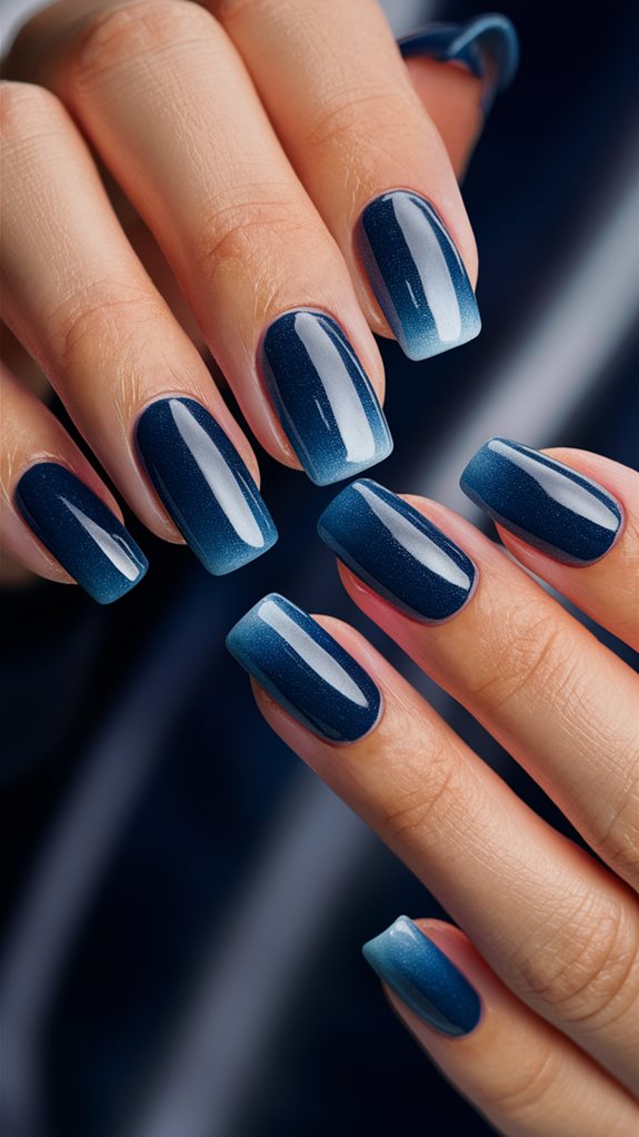 gradient dark blue manicure