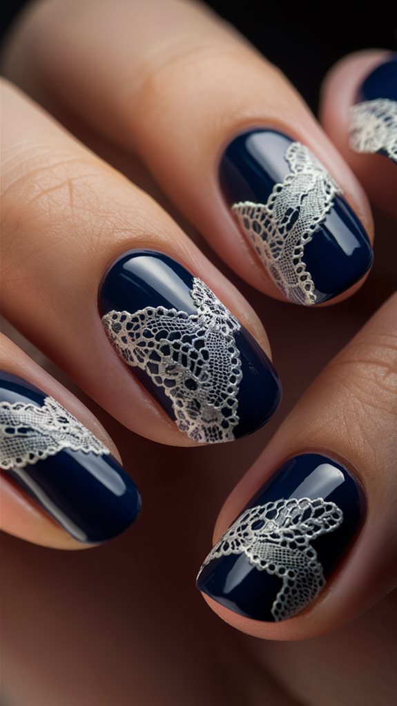 navy with lace accents