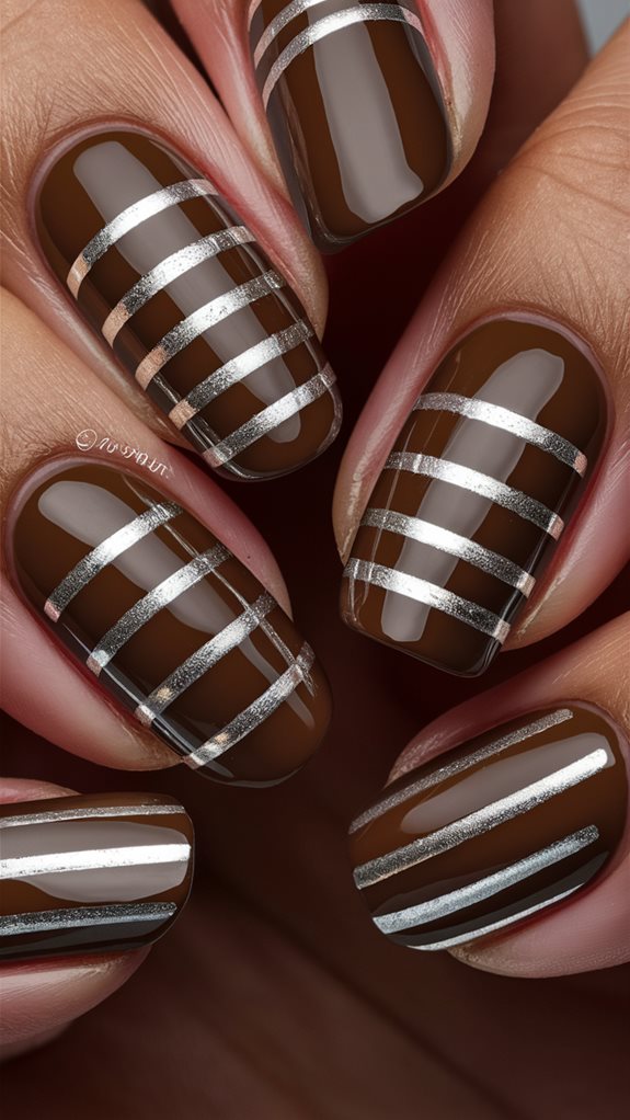 striped brown and silver