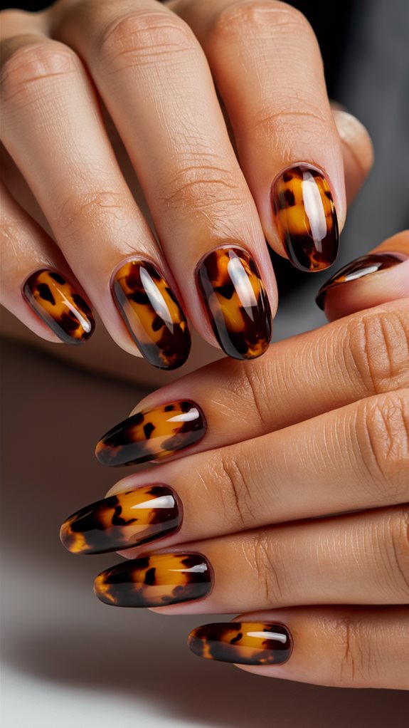 stylish tortoise shell nails