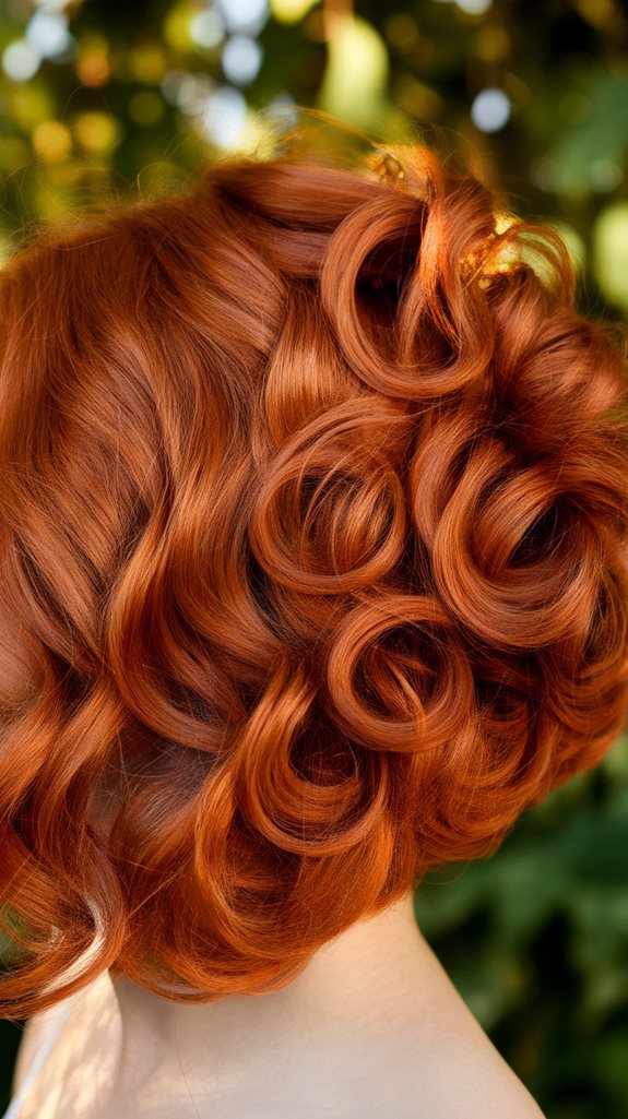 auburn colored curly hairstyle