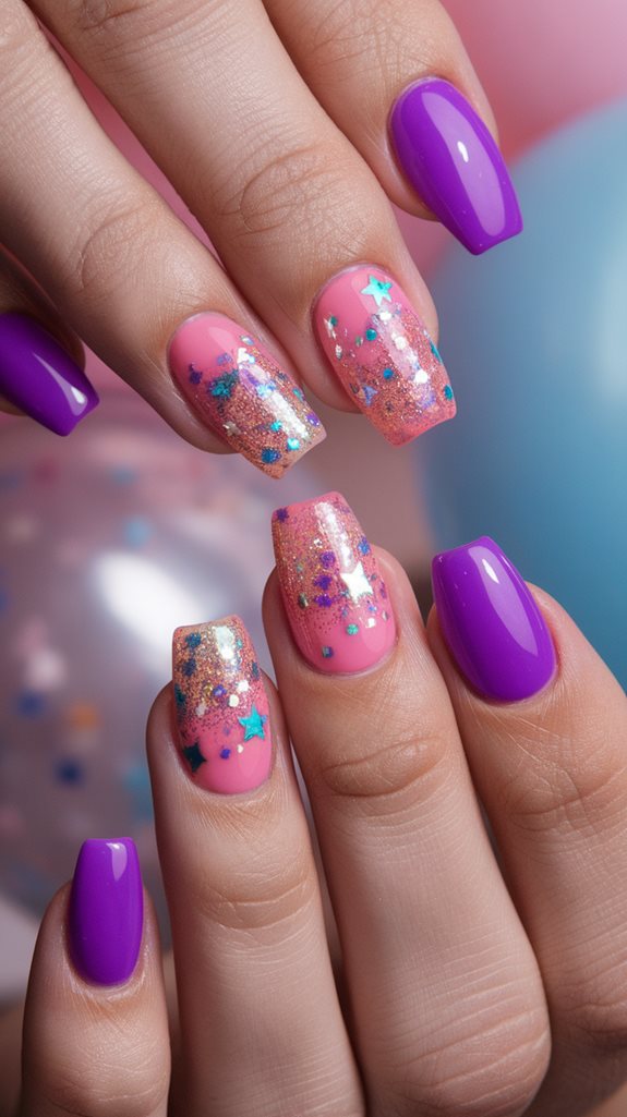 colorful celebration nail art