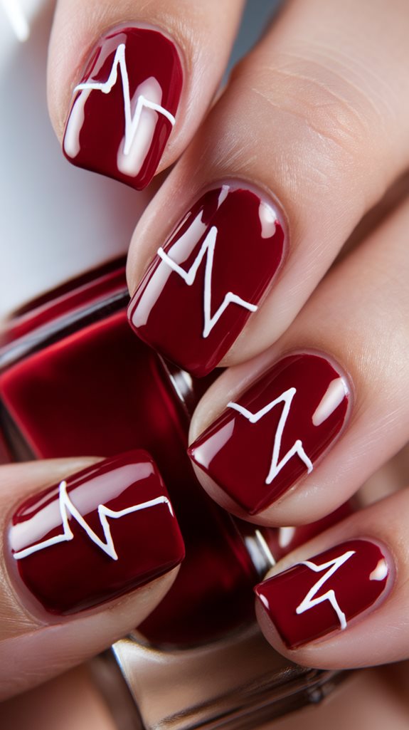 heartbeat themed nail designs