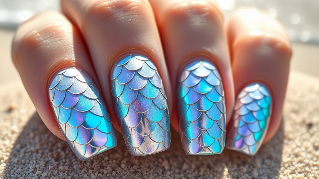 mermaid inspired beach nail designs