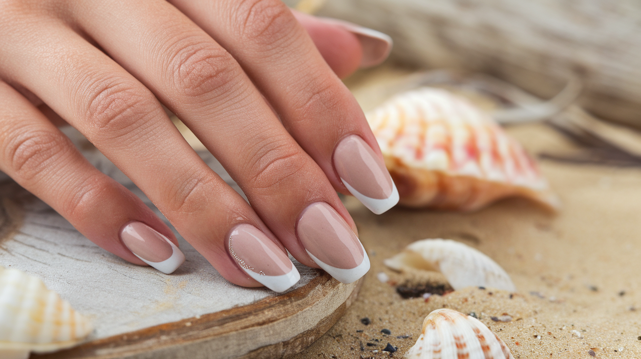 french tip beach nails