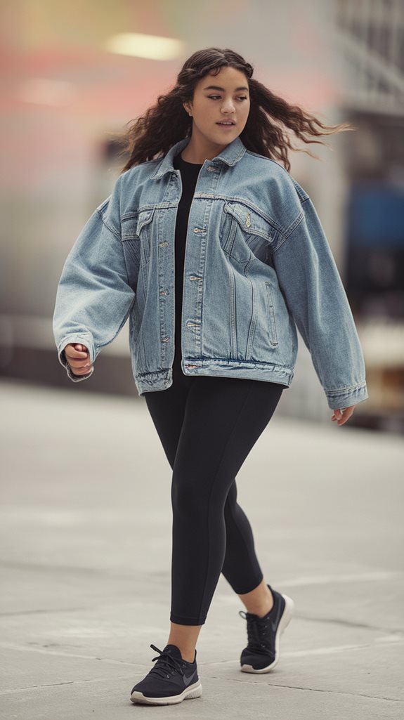 chic denim and leggings