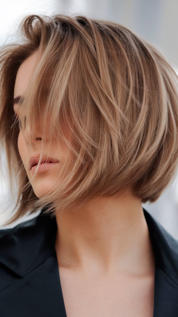 choppy angled bob hairstyle