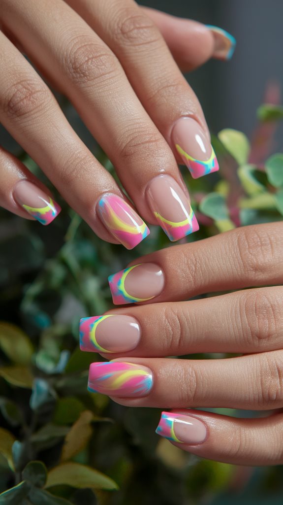 colorful gradient nail design