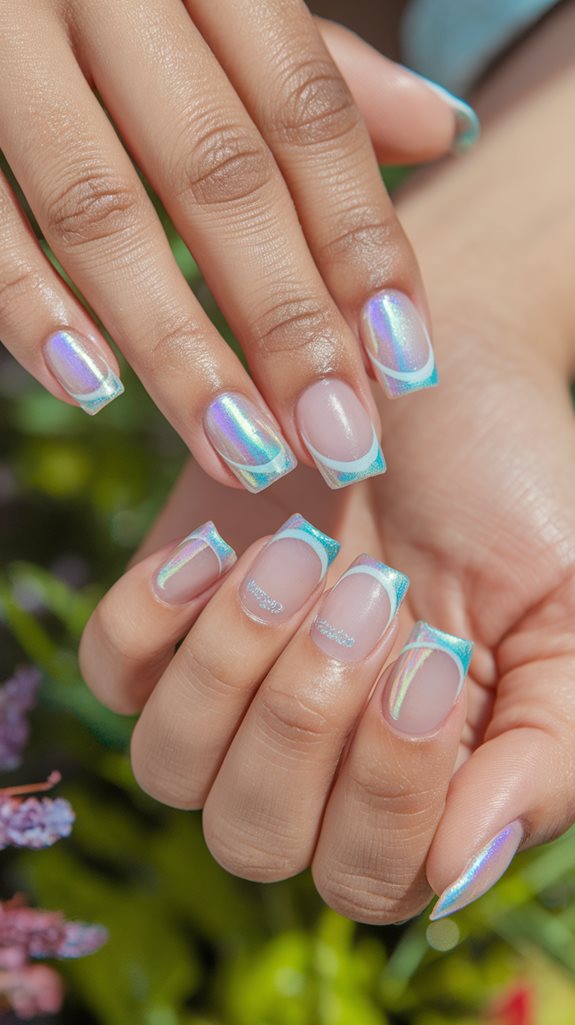 colorful holographic nail design