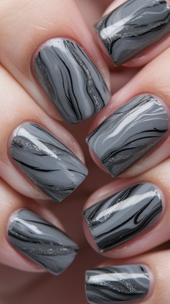 elegant grey marble nails