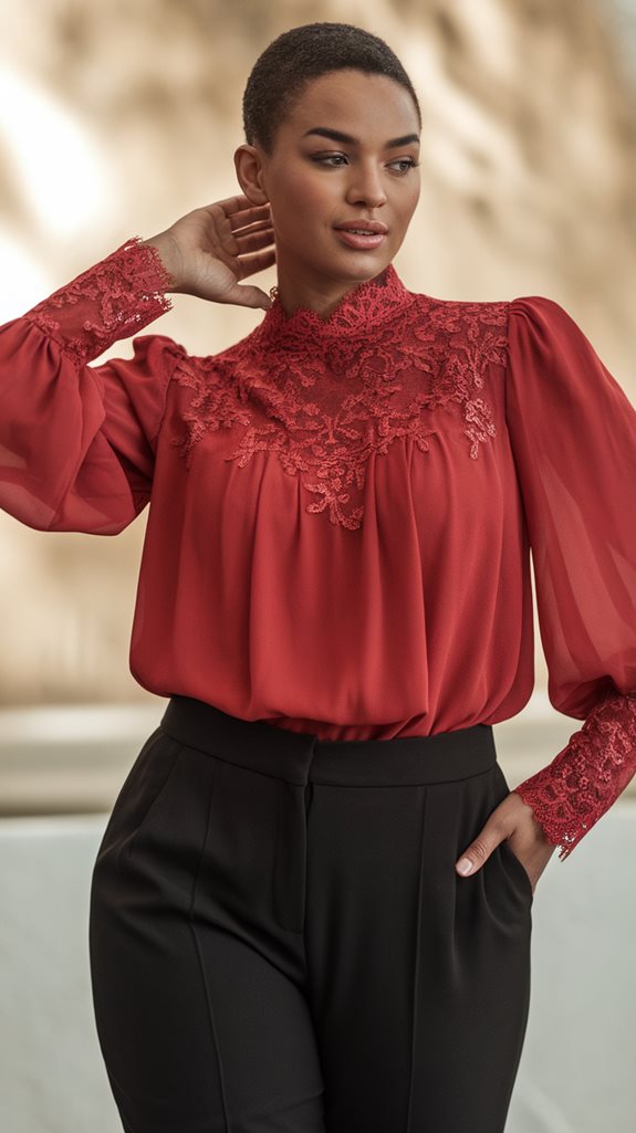 lace details on blouse