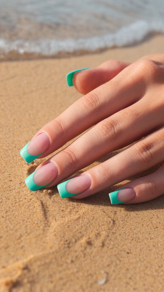 seafoam green nail design