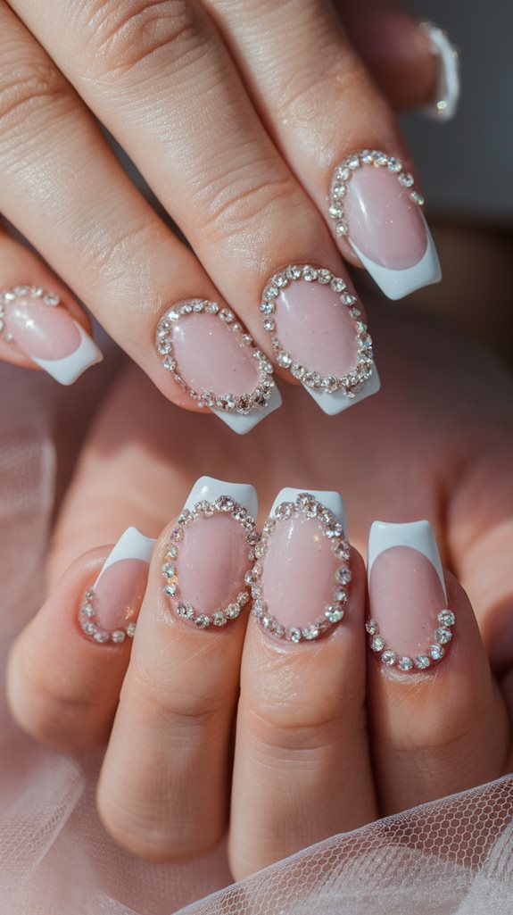 sparkling french tip nails