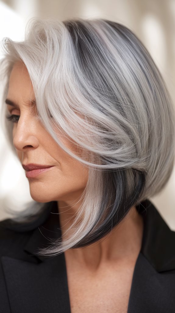 stylish silver balayage bob