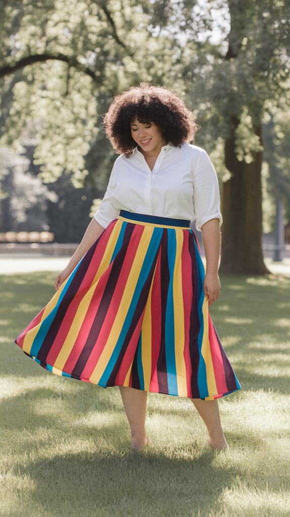 stylish striped midi skirt