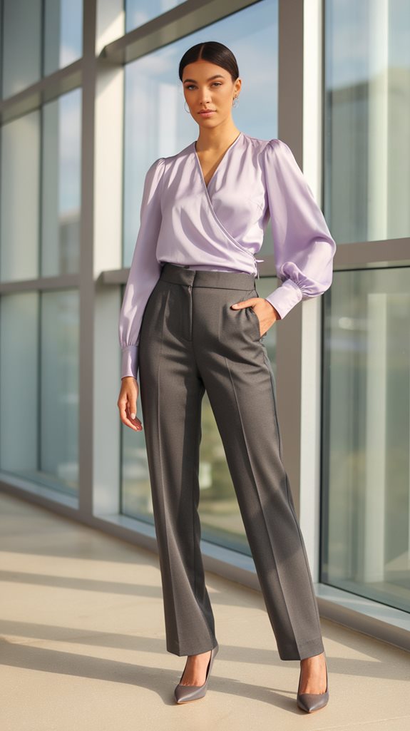 stylish wrap blouse trousers