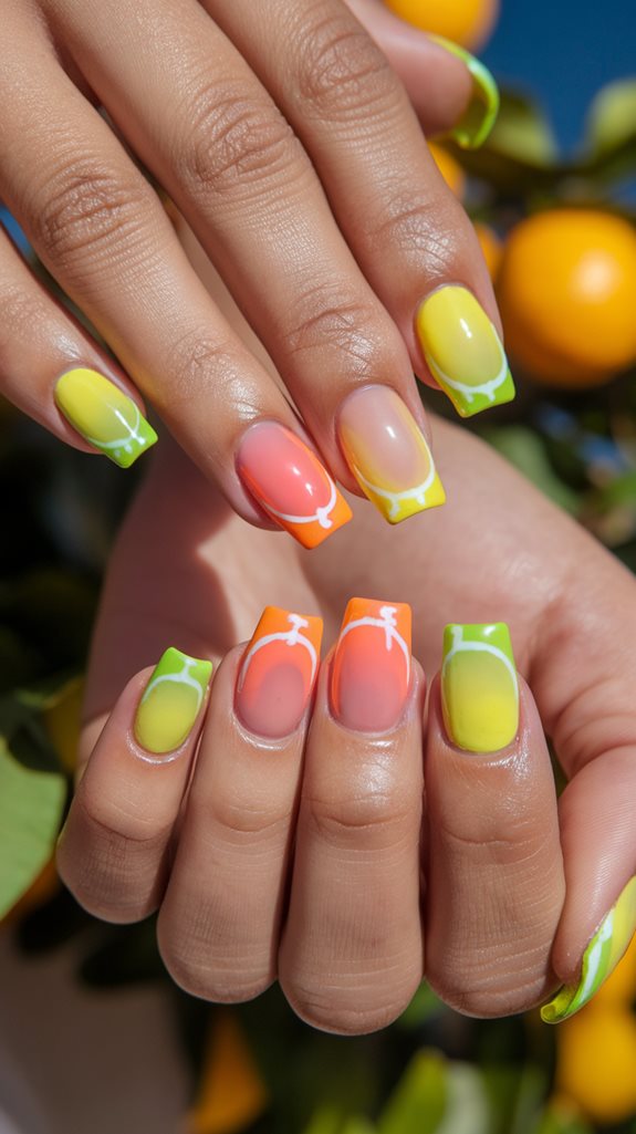 vibrant citrus inspired nail design