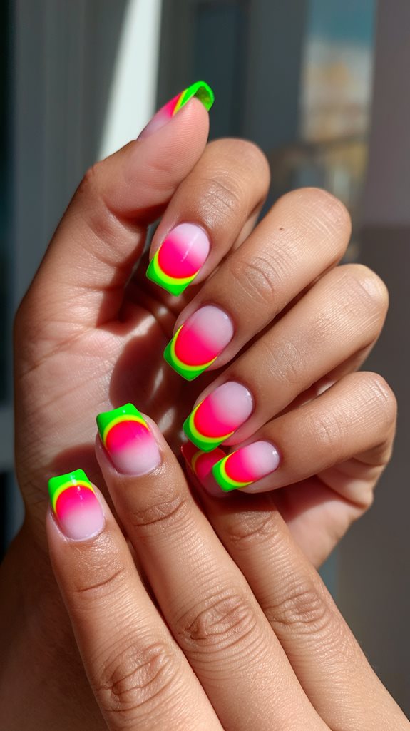 vibrant gradient nail design