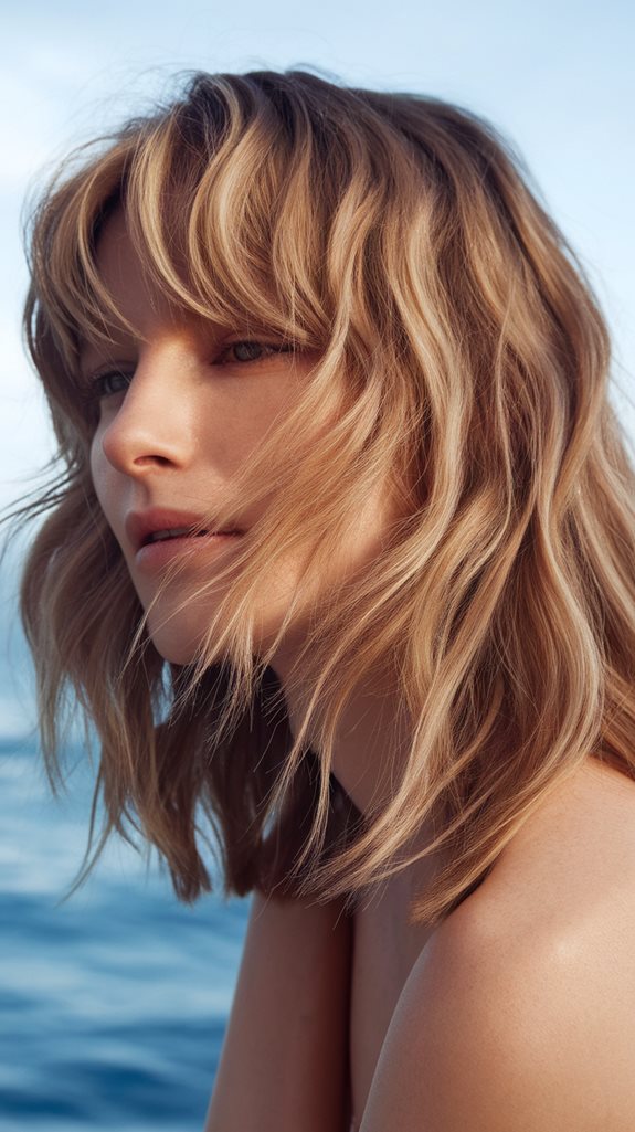 beachy waves with bangs