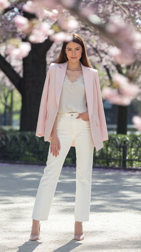 chic pastel blazer outfit