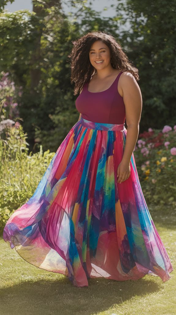 colorful flowing skirt style