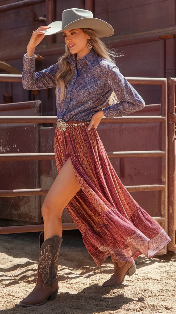 cowgirl style maxi skirt