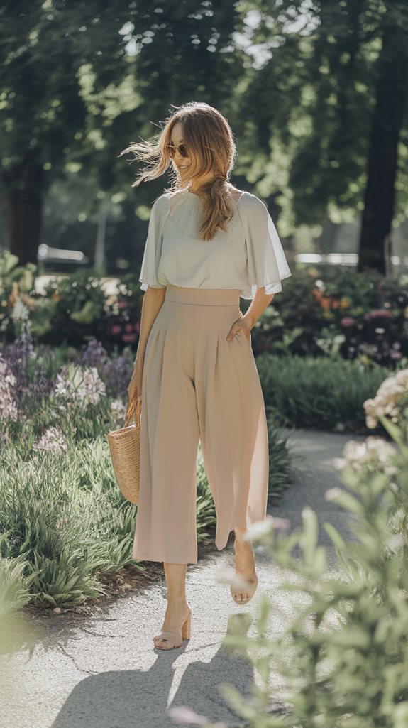 culottes with lightweight top