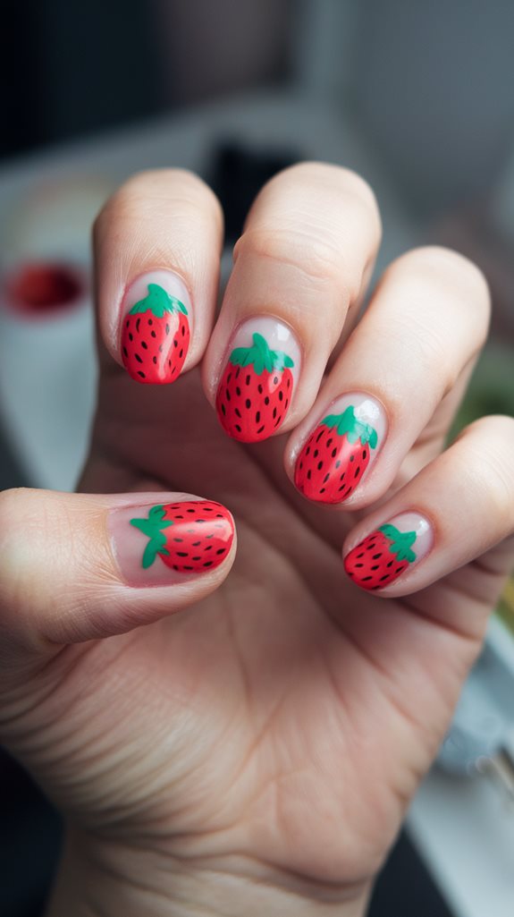 cute fruit themed nail art