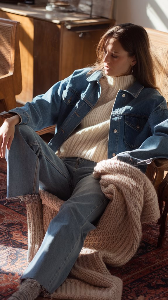 denim meets cozy knit