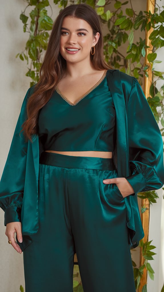 elegant polished satin ensemble