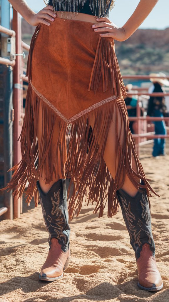 fringe skirt with boots