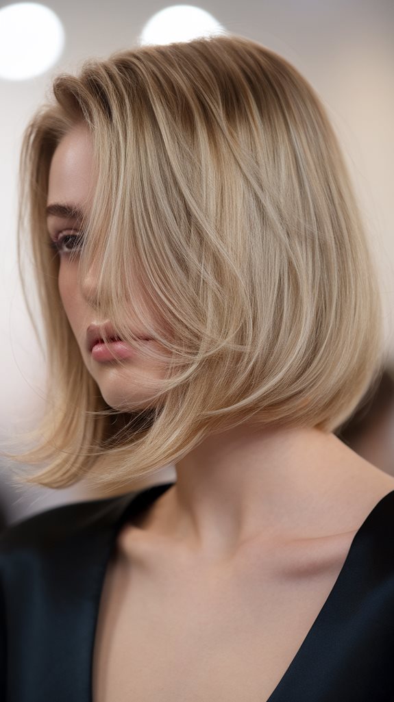 highlighted long bob hairstyle