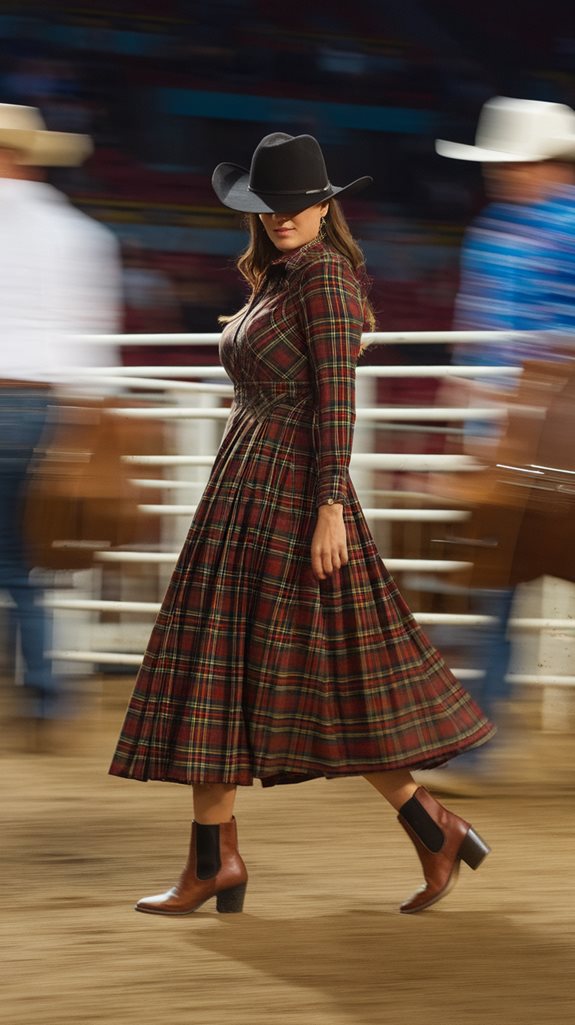 plaid dresses and booties