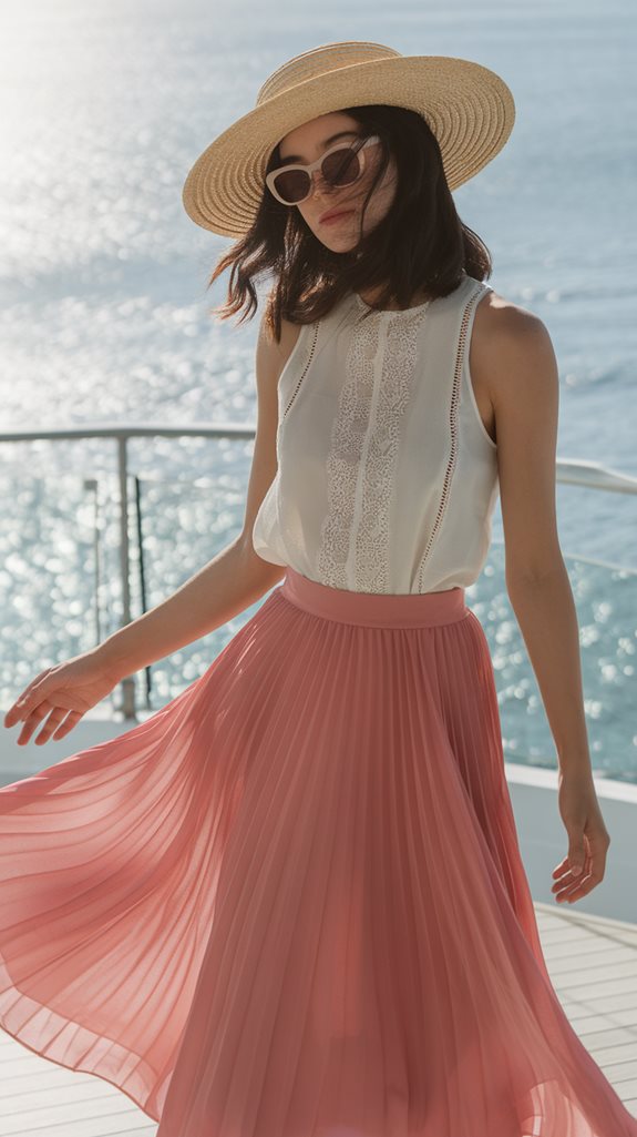 pleated skirt sleeveless top