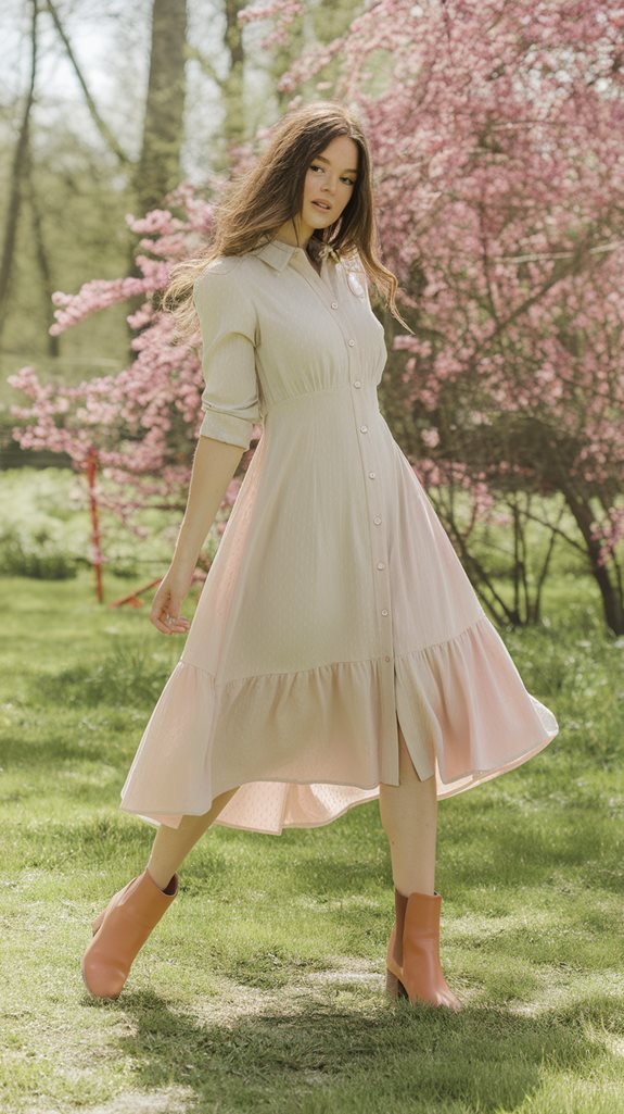 shirt dress and ankle boots